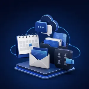 Secure business collaboration with email, calendar, files, meetings, and cloud services.